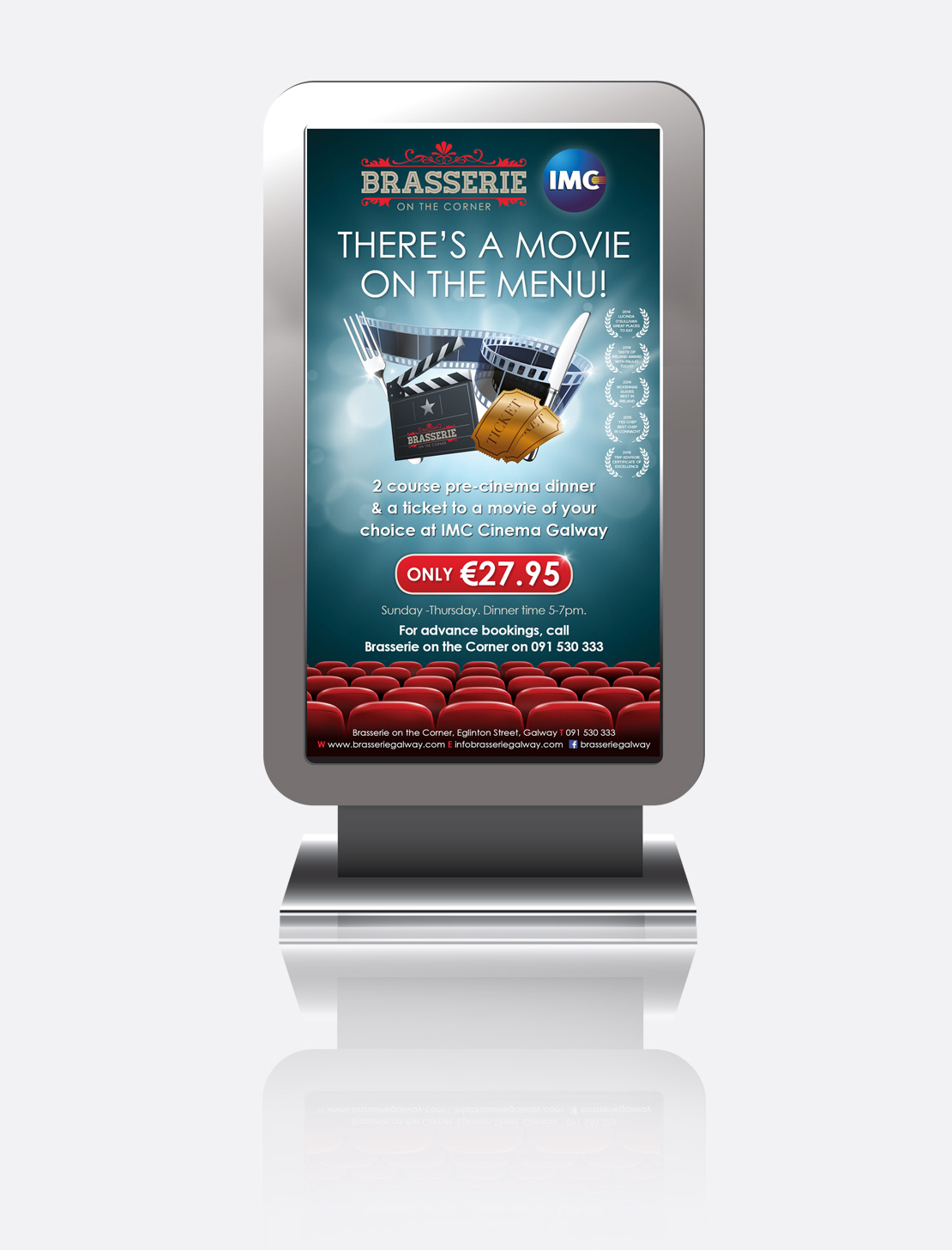Brasserie on the Corner 'Movie on the Menu' promotion for digital screen