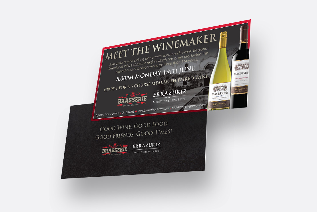 Brasserie on the Corner Errazuriz Vineyard 'Meet the Winemaker' invite