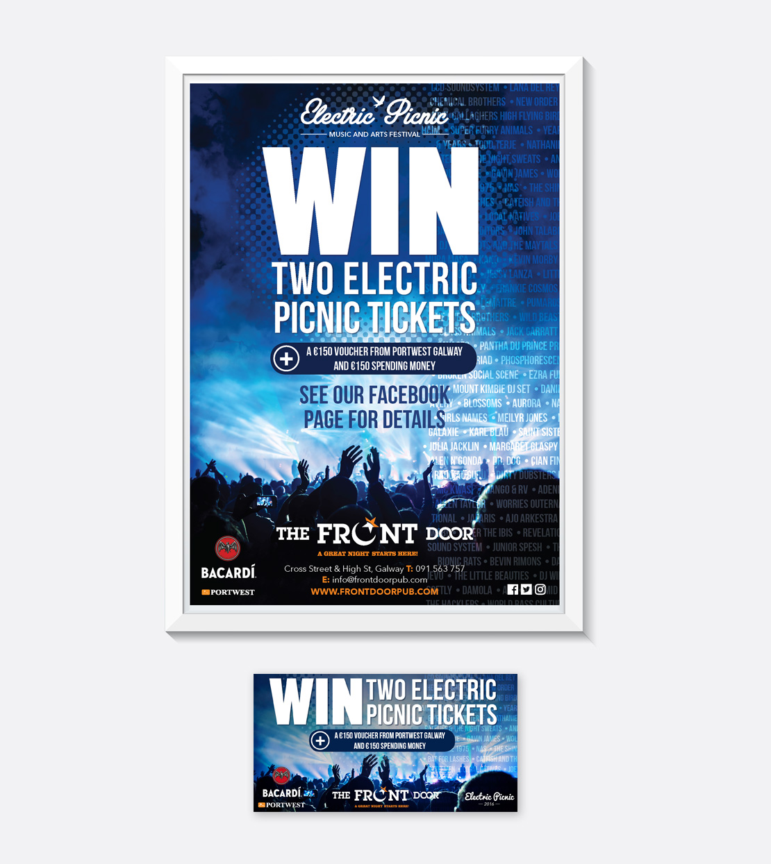 The Front Door Electric Picnic competition A2 poster and social media graphics