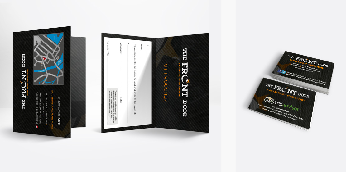 The Front Door gift vouchers and business cards