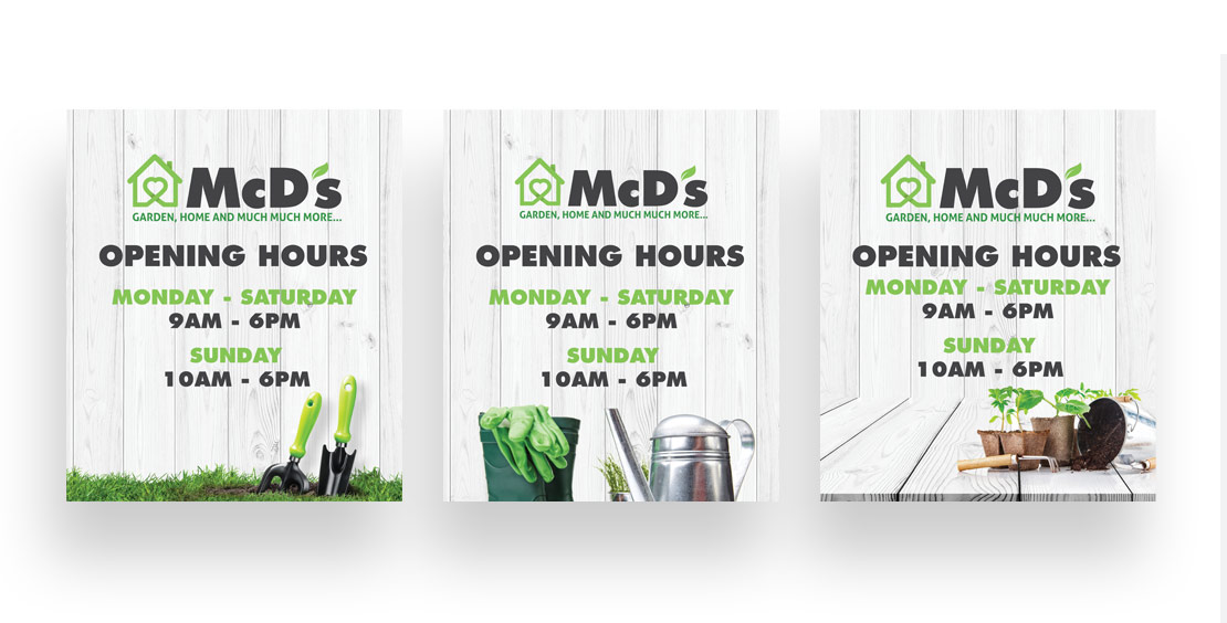 McD's Opening Hours signs