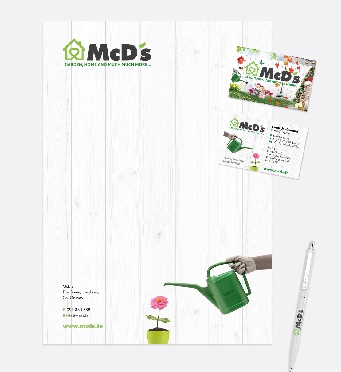 McD's A4 letterhead and business card