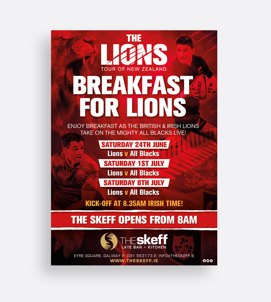 The Skeff 'Breakfast For Lions' promotional campaign poster