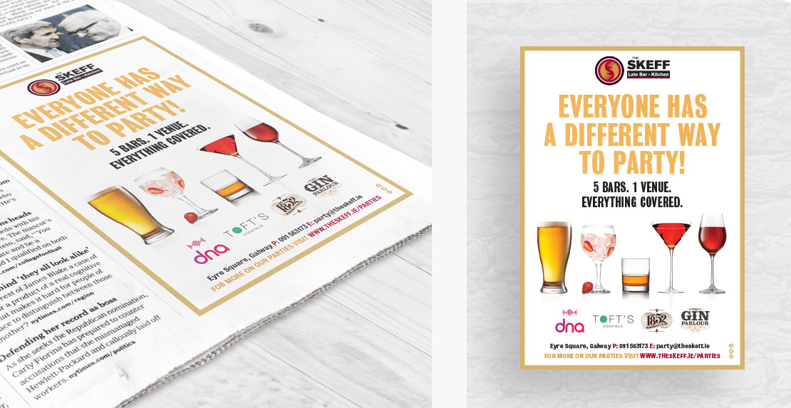 The Skeff 2018 'Everyone has a Different Way to Celebrate' promotional campaign newspaper ad and A1 poster