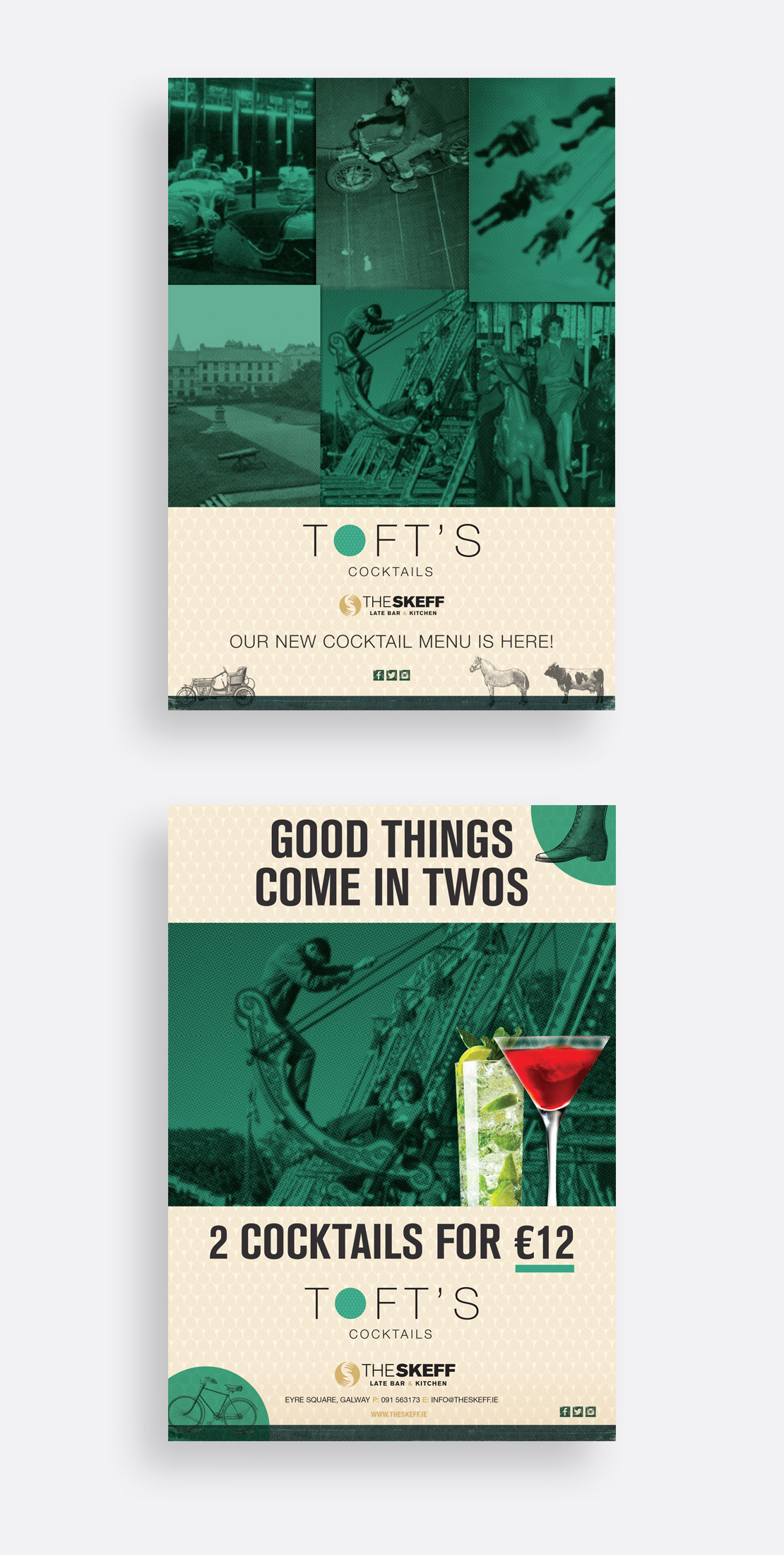The Skeff's Toft's Cocktail Bar poster campaigns