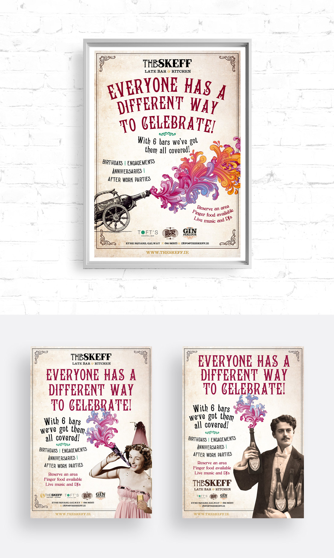 The Skeff 'Everyone Has a Different Way to Celebrate' promotional campaign posters